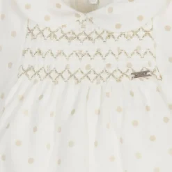 Mayoral Newborn Baby Girls Ivory Velvet Polka Dot Dress Sale