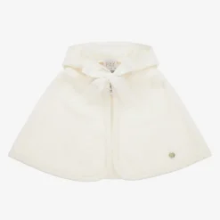 Paz Rodríguez Baby Girls Ivory Wool Knit Cape Hot
