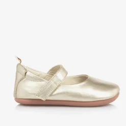 Tip Toey Joey Baby Girls Metallic Gold Leather Shoes