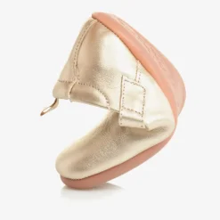 Tip Toey Joey Baby Girls Metallic Gold Leather Shoes