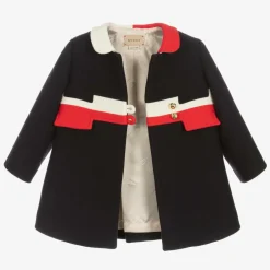 Gucci Baby Girls Navy Blue Wool Coat Best