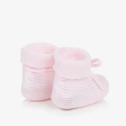 Paz Rodríguez Baby Girls Pale Pink Cotton Knit Booties Online