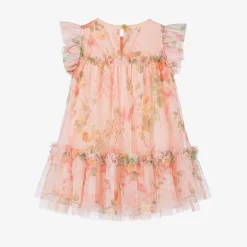 Angels Face Baby Girls Pale Pink Floral Dress Peach Hot