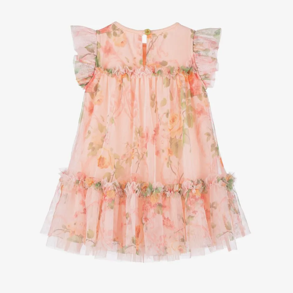 Angels Face Baby Girls Pale Pink Floral Dress Peach Hot