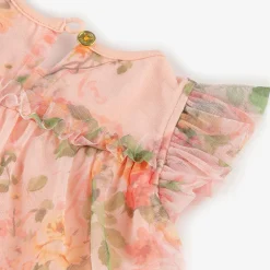 Angels Face Baby Girls Pale Pink Floral Dress Peach Hot