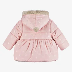 Mayoral Baby Girls Pink & Beige Reversible Coat Outlet
