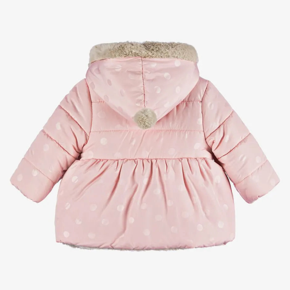 Mayoral Baby Girls Pink & Beige Reversible Coat Outlet