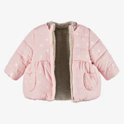 Mayoral Baby Girls Pink & Beige Reversible Coat Outlet