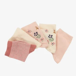 Petit Bateau Baby Girls Pink & Ivory Cotton Socks (5 Pack) Online