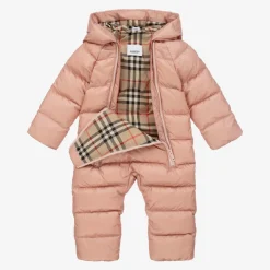 Burberry Baby Girls Pink & Vintage Check Snowsuit Best