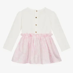 Versace Baby Girls Pink & White Cotton Dress Hot