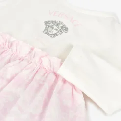 Versace Baby Girls Pink & White Cotton Dress Hot
