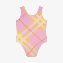 Burberry Baby Girls Pink & Yellow Check Swimsuit