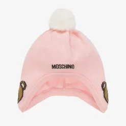 Moschino Baby Baby Girls Pink Cotton & Wool Knit Hat Clearance