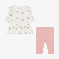 Kissy Love Baby Girls Pink Cotton Abloom Dress Set Discount