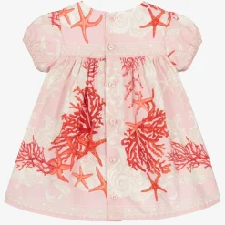 Versace Baby Girls Pink Cotton Barocco Sea Dress Clearance