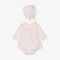 Miranda Baby Girls Pink Cotton Dress Set Online