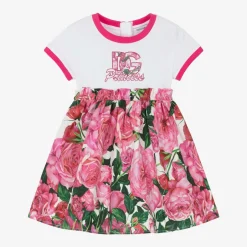 Dolce amp; Gabbana Baby Girls Pink Cotton Floral Dress