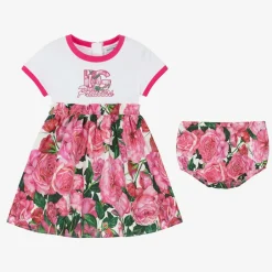 Dolce amp; Gabbana Baby Girls Pink Cotton Floral Dress