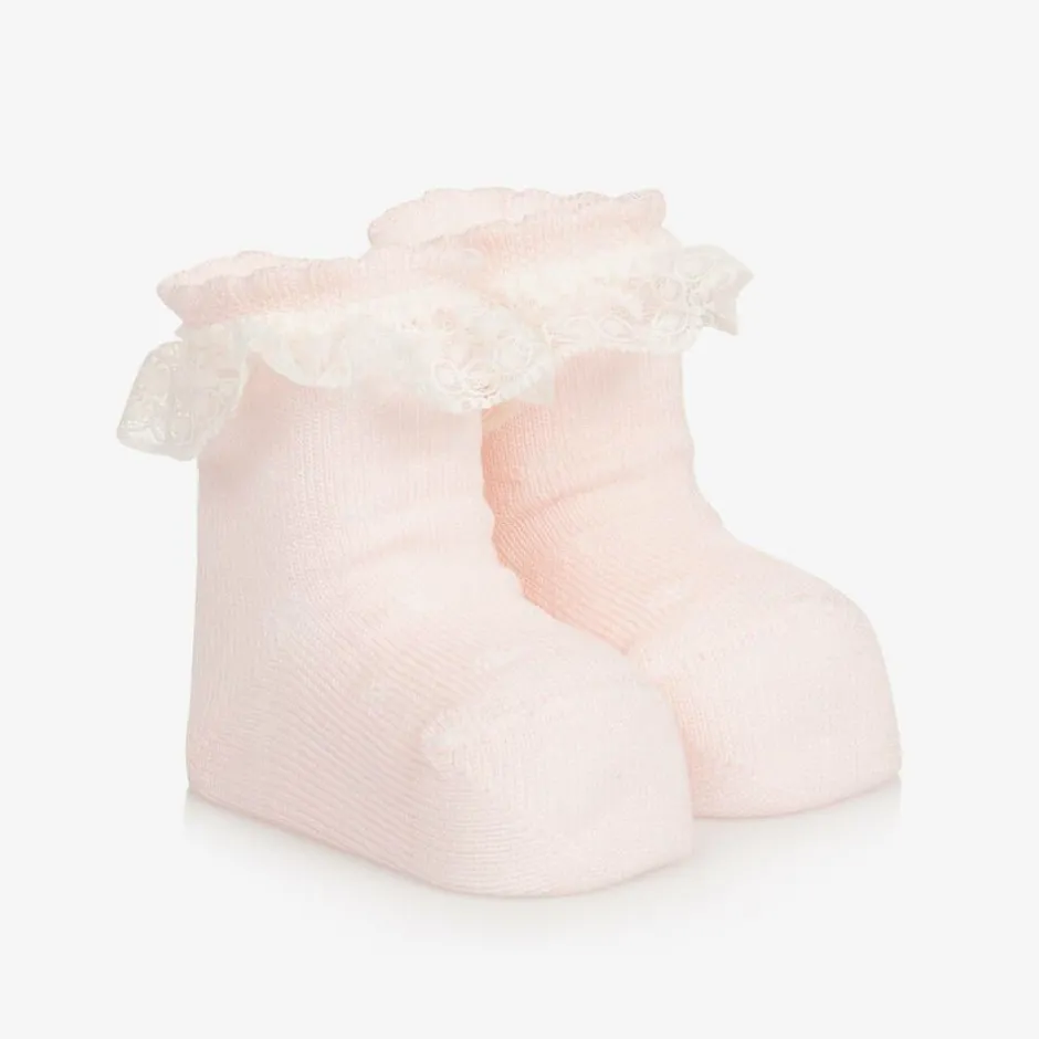 Carlomagno Baby Girls Pink Cotton Frilly Socks New
