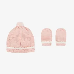 Mayoral Newborn Baby Girls Pink Cotton Hat & Mittens Set Hot