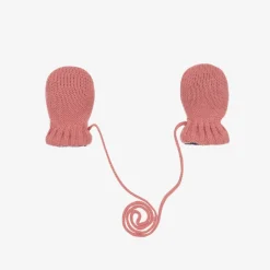 Petit Bateau Baby Girls Pink Cotton Knit Mittens New