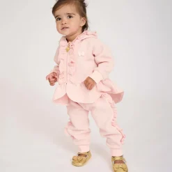 Angels Face Baby Girls Cotton Ruffle Tracksuit Pink Clearance