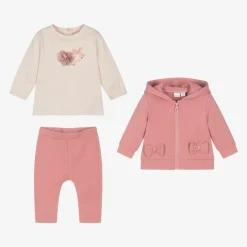 iDO Mini Baby Girls Pink Cotton Tracksuit Set New