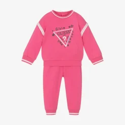 Guess Baby Girls Pink Cotton Triangle Tracksuit Clearance