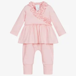 Lemon Loves Layette Baby Girls Pink Cotton Trouser Set RoseShadow Outlet