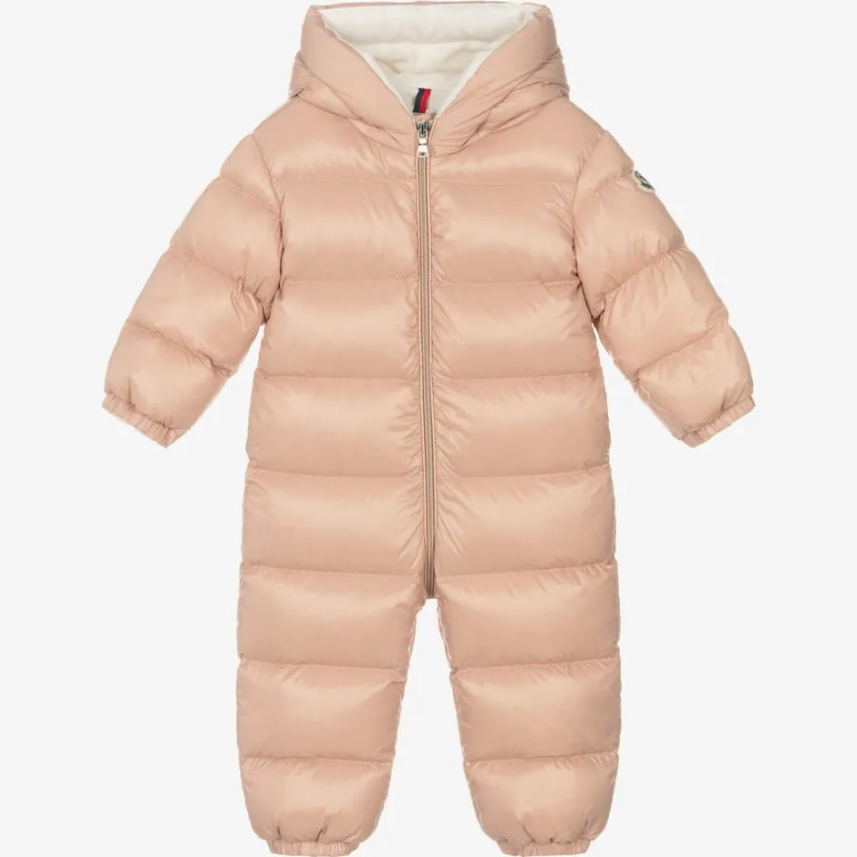 Moncler Enfant Baby Girls Pink Down Salongo Snowsuit New