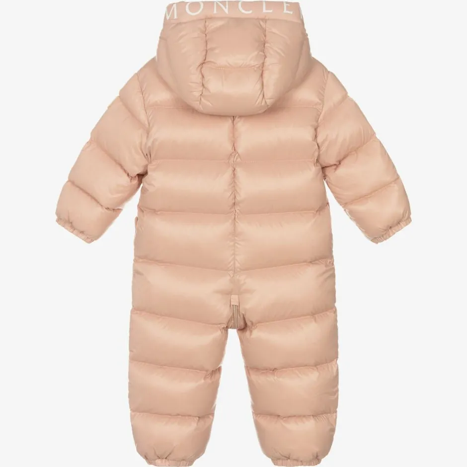Moncler Enfant Baby Girls Pink Down Salongo Snowsuit New