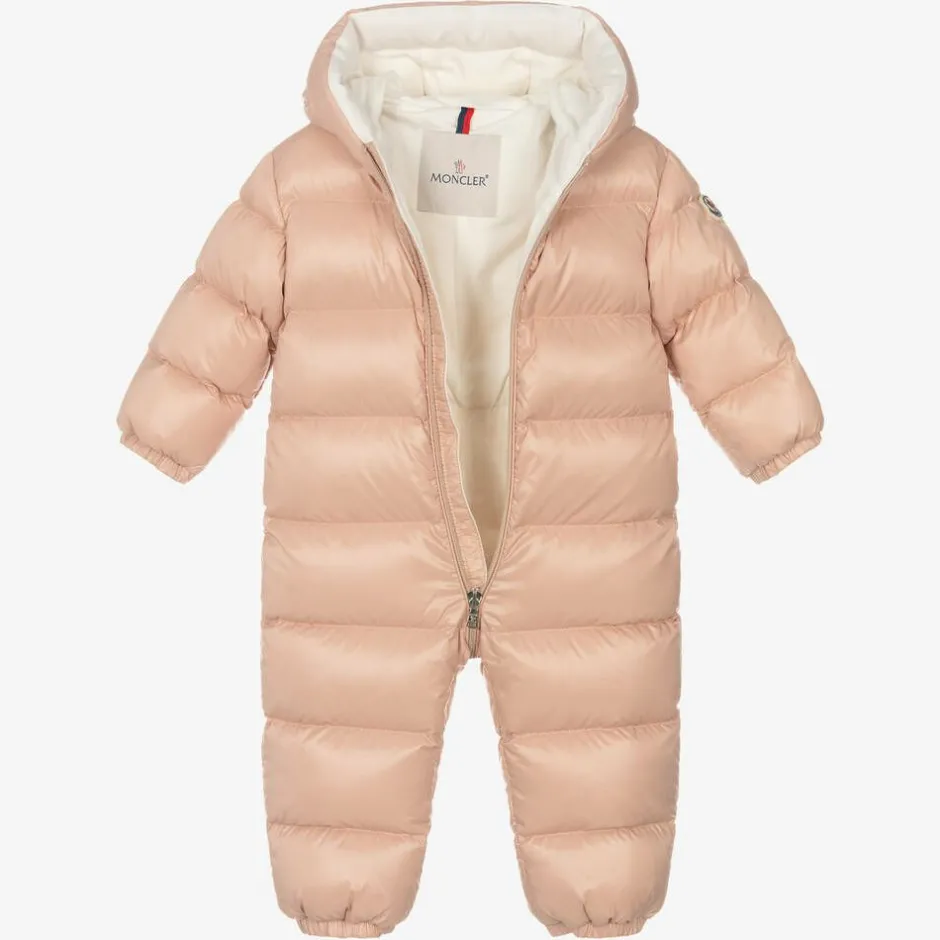 Moncler Enfant Baby Girls Pink Down Salongo Snowsuit New