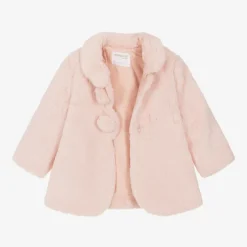 Mayoral Newborn Baby Girls Pink Faux Fur Coat
