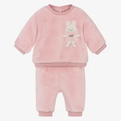 Mayoral Newborn Baby Girls Pink Faux Fur Bunny Tracksuit