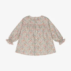 Paloma de la O Baby Girls Pink Floral Cotton Dress Clearance