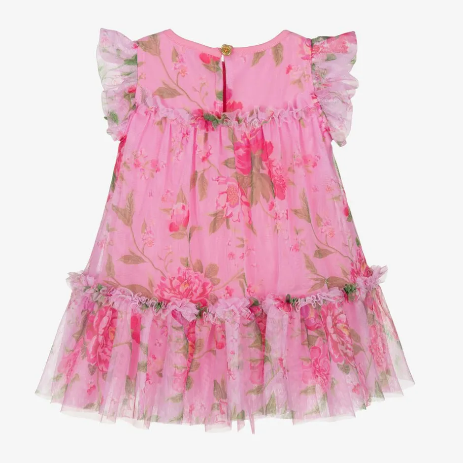 Angels Face Baby Girls Pink Floral Tulle Dress Begonia Clearance