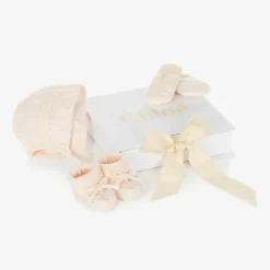 Chloé Baby Girls Pink Hat & Booties Gift Set Outlet