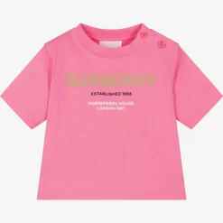 Burberry Baby Girls Pink Horseferry Cotton T-Shirt BubblegumPink Hot