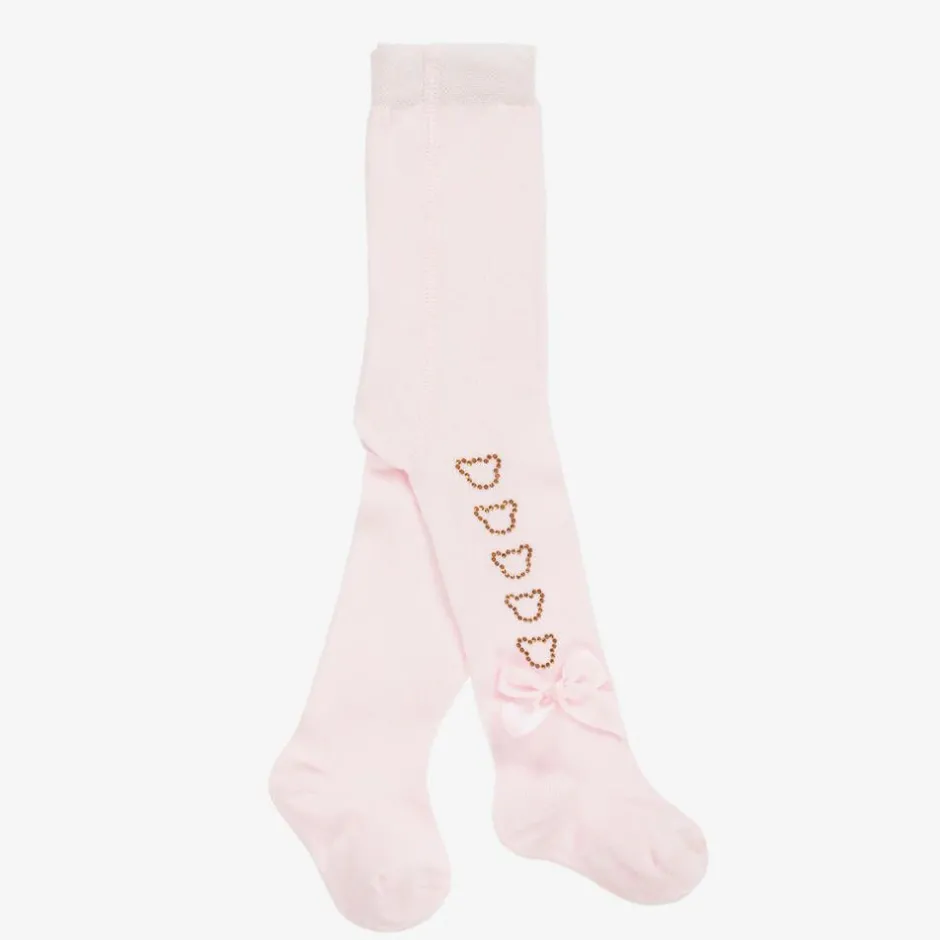 A Dee Baby Girls Pink Knit Bear Tights Best