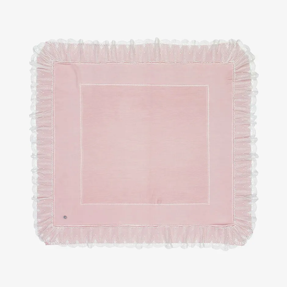 Artesanía Granlei Baby Girls Pink Lace Trim Blanket (105cm) Sale