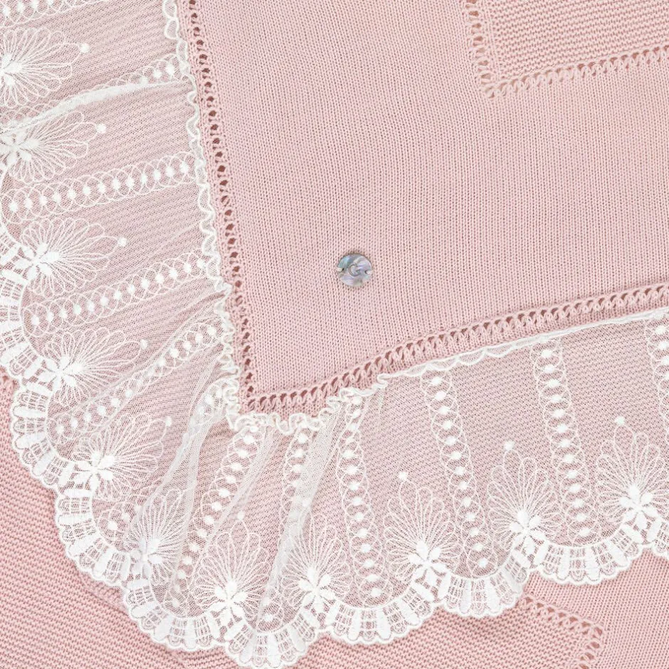 Artesanía Granlei Baby Girls Pink Lace Trim Blanket (105cm) Sale