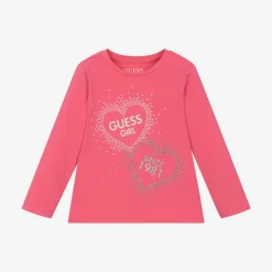 Guess Baby Girls Pink Logo Heart Cotton Top Clearance