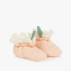 Meri Meri Baby Girls Pink Organic Cotton Flower Booties Sale