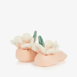 Meri Meri Baby Girls Pink Organic Cotton Flower Booties Sale
