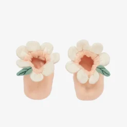 Meri Meri Baby Girls Pink Organic Cotton Flower Booties Sale