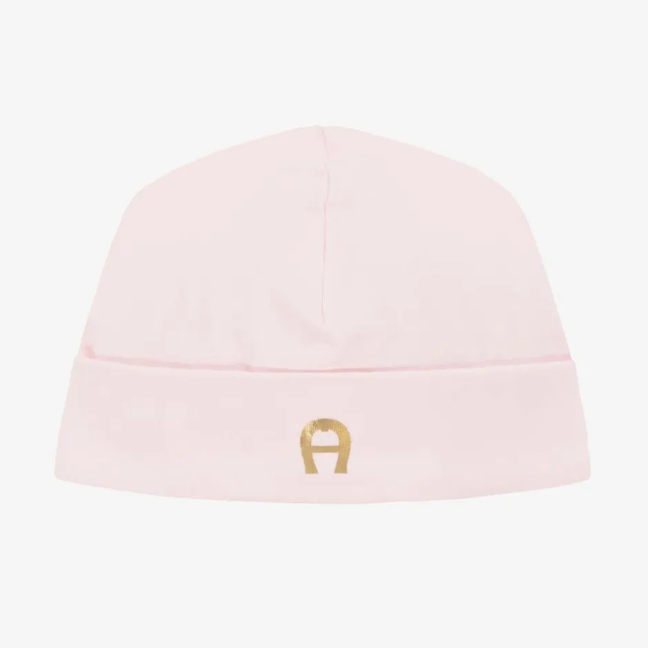AIGNER Baby Girls Pink Pima Cotton Layette Hat Outlet