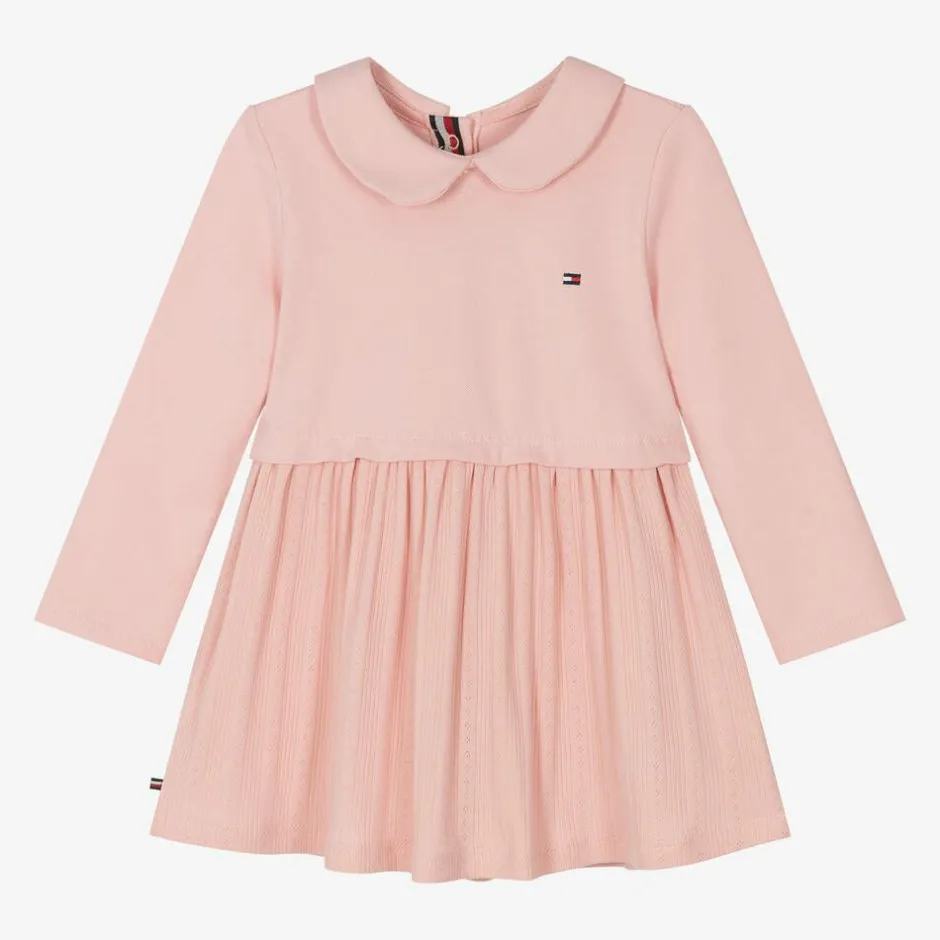 Tommy Hilfiger Baby Girls Pink Piqué & Pointelle Dress Discount