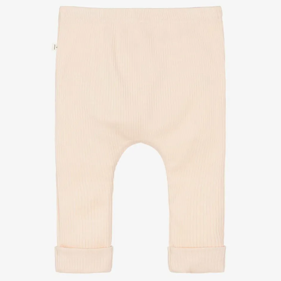 1 + in the family Baby Girls Pink Ribbed Cotton Leggings Clearance
