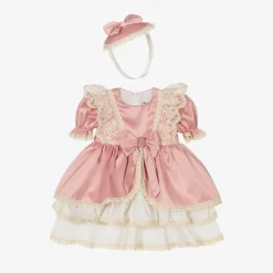 Andreeatex Baby Girls Pink Satin Dress Set Discount